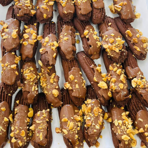 Chocolate Nut Finger Biscuits