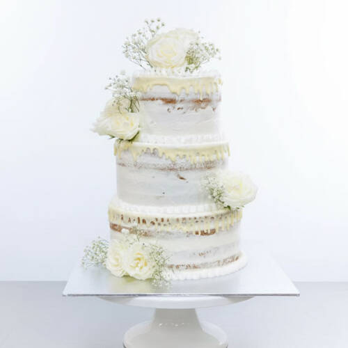 Three Tier Semi Naked Drip Cake