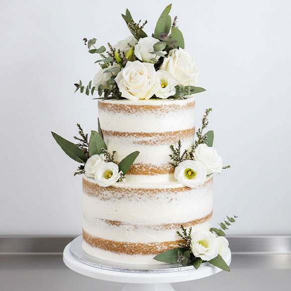 Two Tier Semi Naked Cake